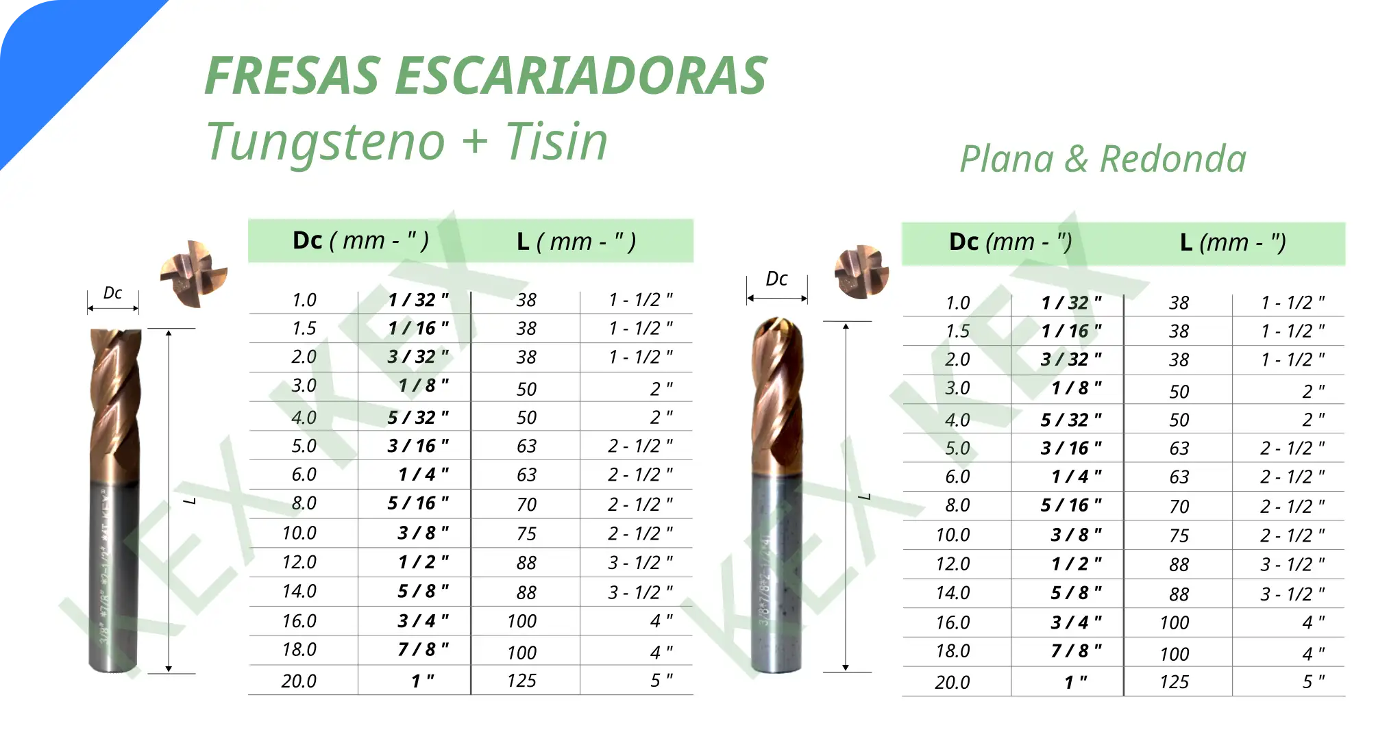 Fresas escariadoras tungsteno cubierta en titanio